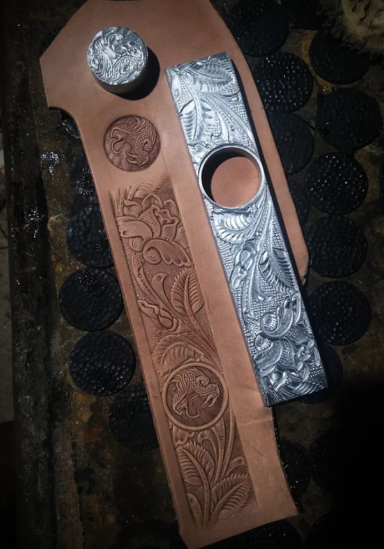 Printed stamp molds for leather belts product decoration Arabesque pattern Tang dynasty flower Rose design with horse elements