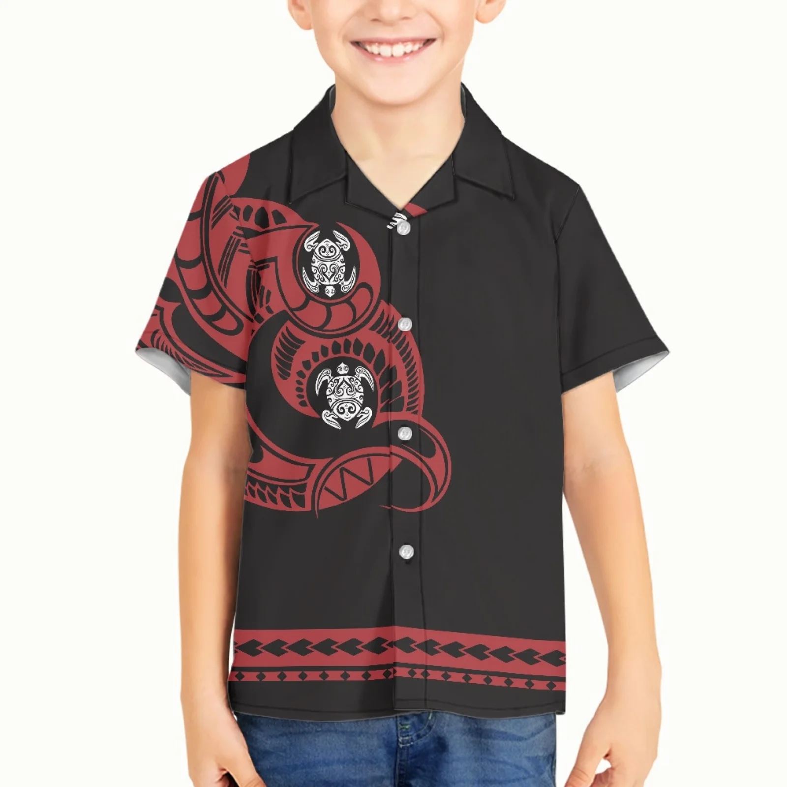 

Kid Boy Polynesian Tribal Tongan Totem Tattoo Tonga Prints Baby Boys Shirts School Blouse Cardigan Shirt For Toddler Children