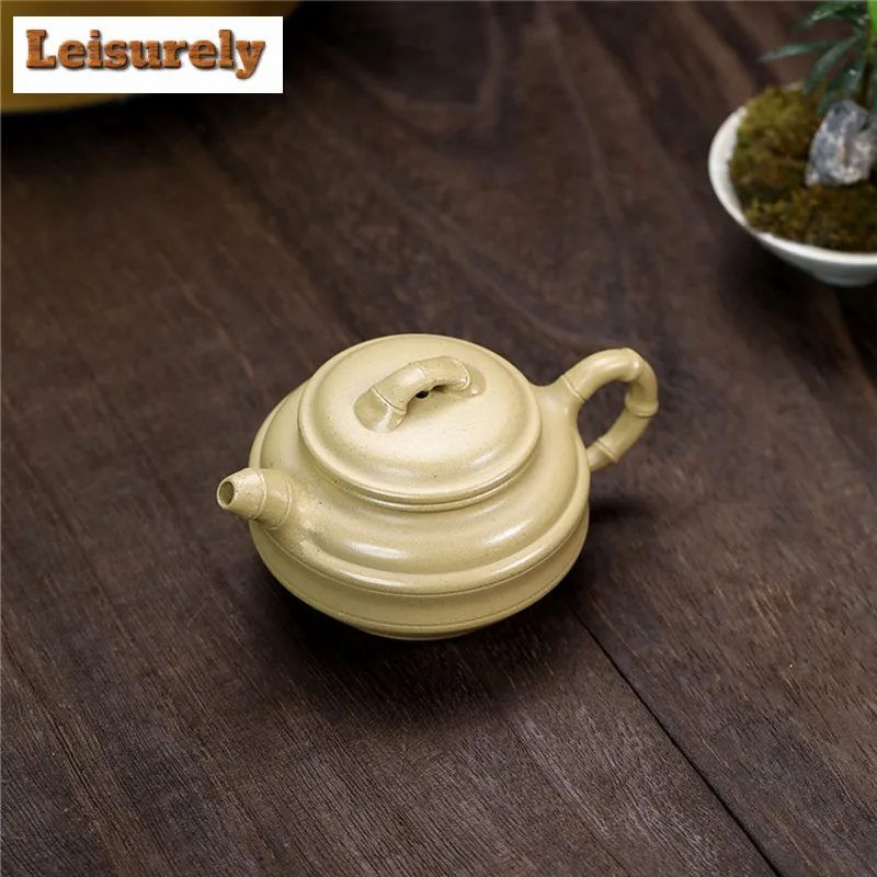 150ml Aesthetic Yixing Purple Clay Teapots Handmade Bamboo Joint Antique Pot Raw Ore Section Mud Kettle Zisha Tea Set Collection