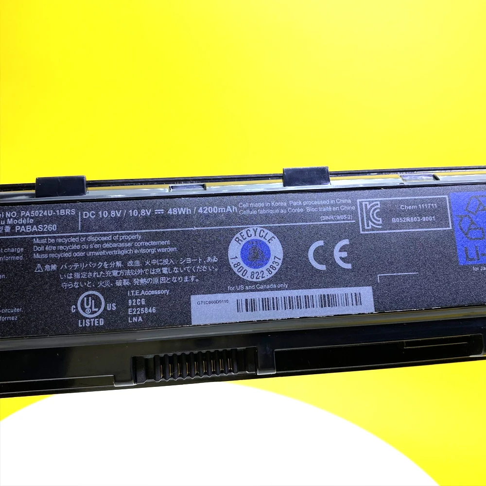 Bateria para Toshiba Satellite C800 C850 C870 L800 L830 L840 L850 L870 Pa5024u Pa5025u Laptop 10.8v 48wh 4200mah Pa5024u1brs - Imagem 3