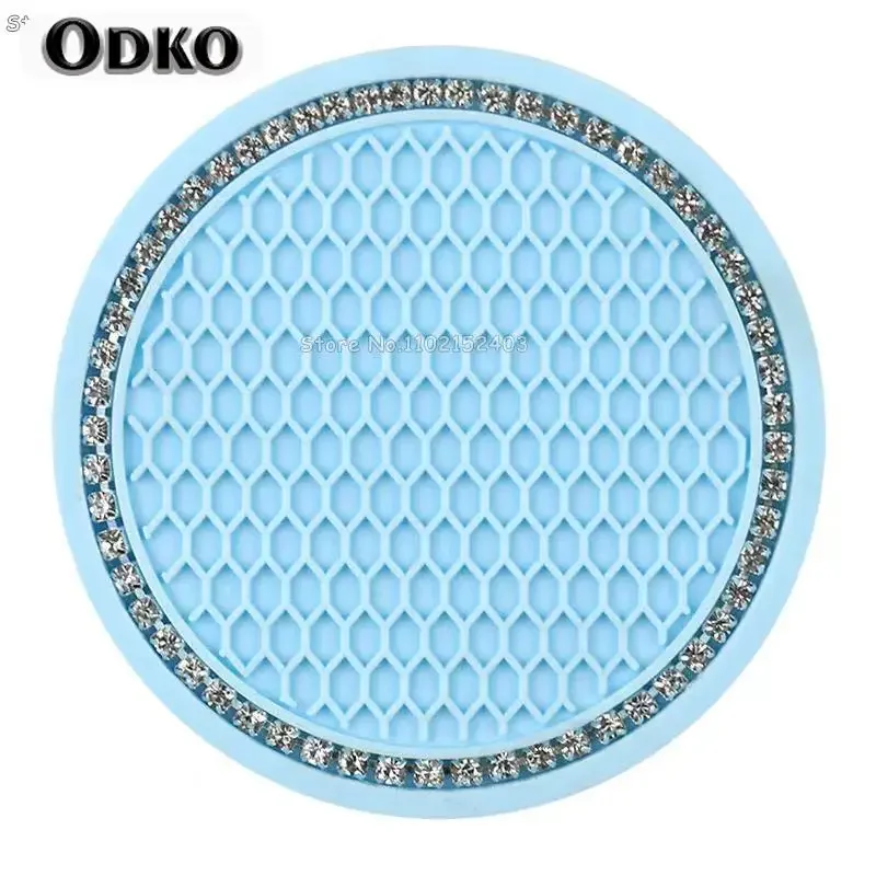 Car Non-slip Water Cup Pad Diamond Rhinestone Bling Decoration Auto Interior Cup Bottle Anti-skid Rubber Mat Car Accessories