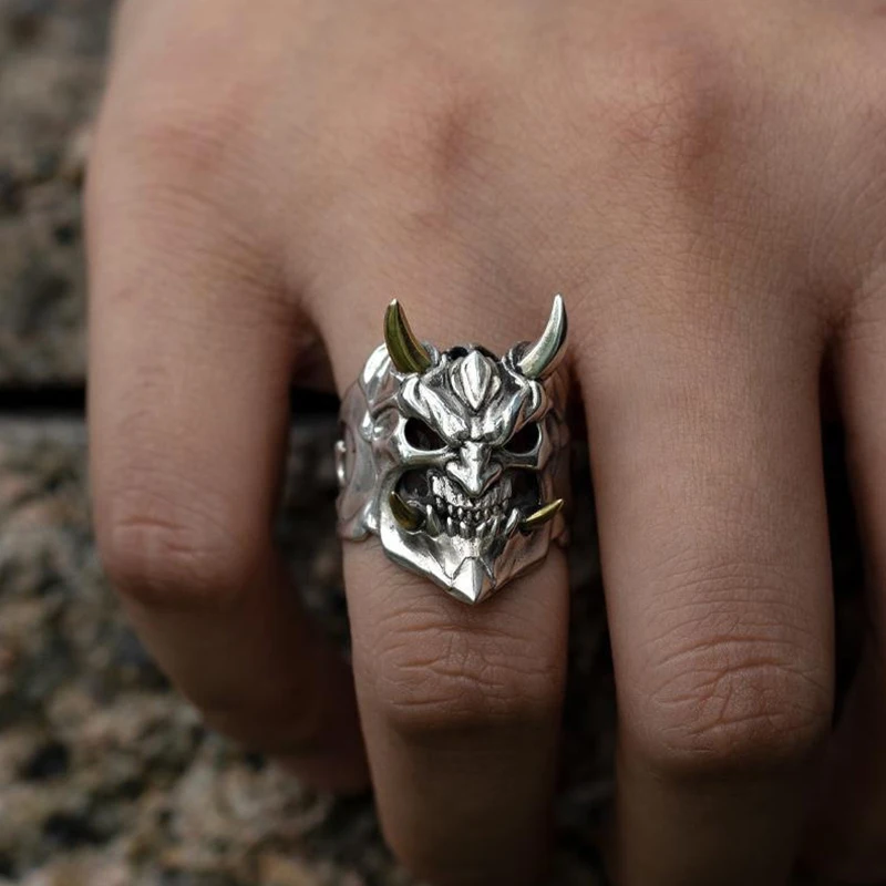 Retro Mens Demon Fury Skull Rings Gothic Punk Skull Rings Men's Hip Hop Rock Rider Party Jewelry Halloween Gifts finger rings jewelry rings ring jewelry