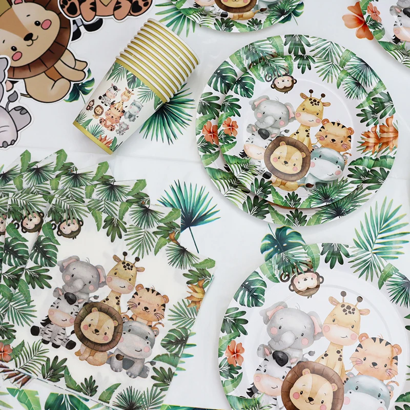 Jungle Safari Animal Party Tableware & Decorations Set