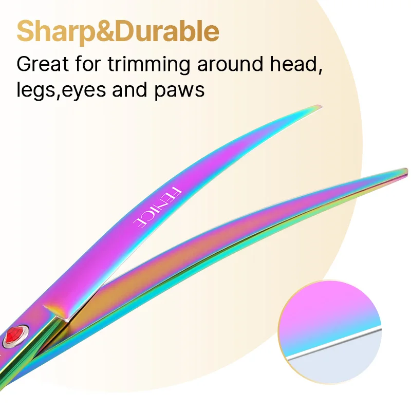 7.0 inch down curved blade 25 degree pet grooming curved scissors