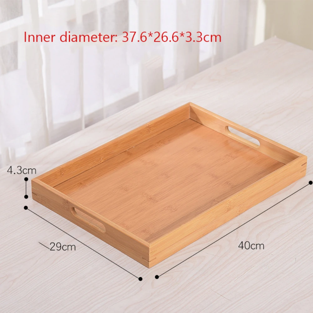 1PC Bamboo wooden tray Tea tableware holder Fruit bread dessert tea food with handle rectangle wooden serving tray tea tray