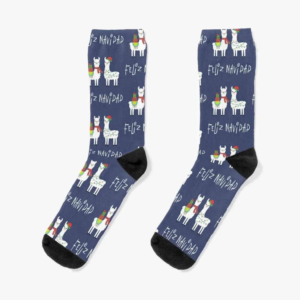 

Christmas Llama Feliz Navidad (Spanish Alpaca) Socks hockey Heating sock christmas gifts christmas gift Woman Socks Men's