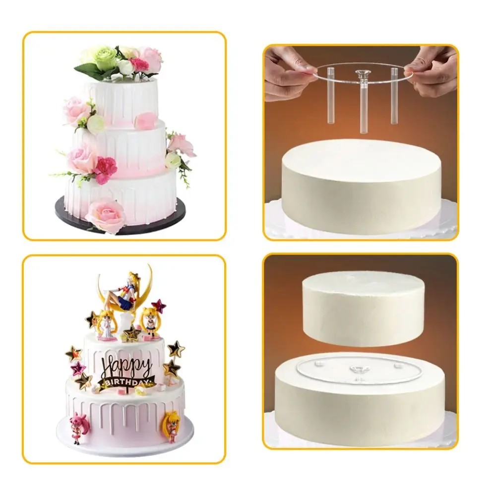 Transparent Multi-layer Cake Stand Cake Stands Support DIY Decor Round Board Plastic Straw Frame Tier Support Cake Stand Dessert Stand