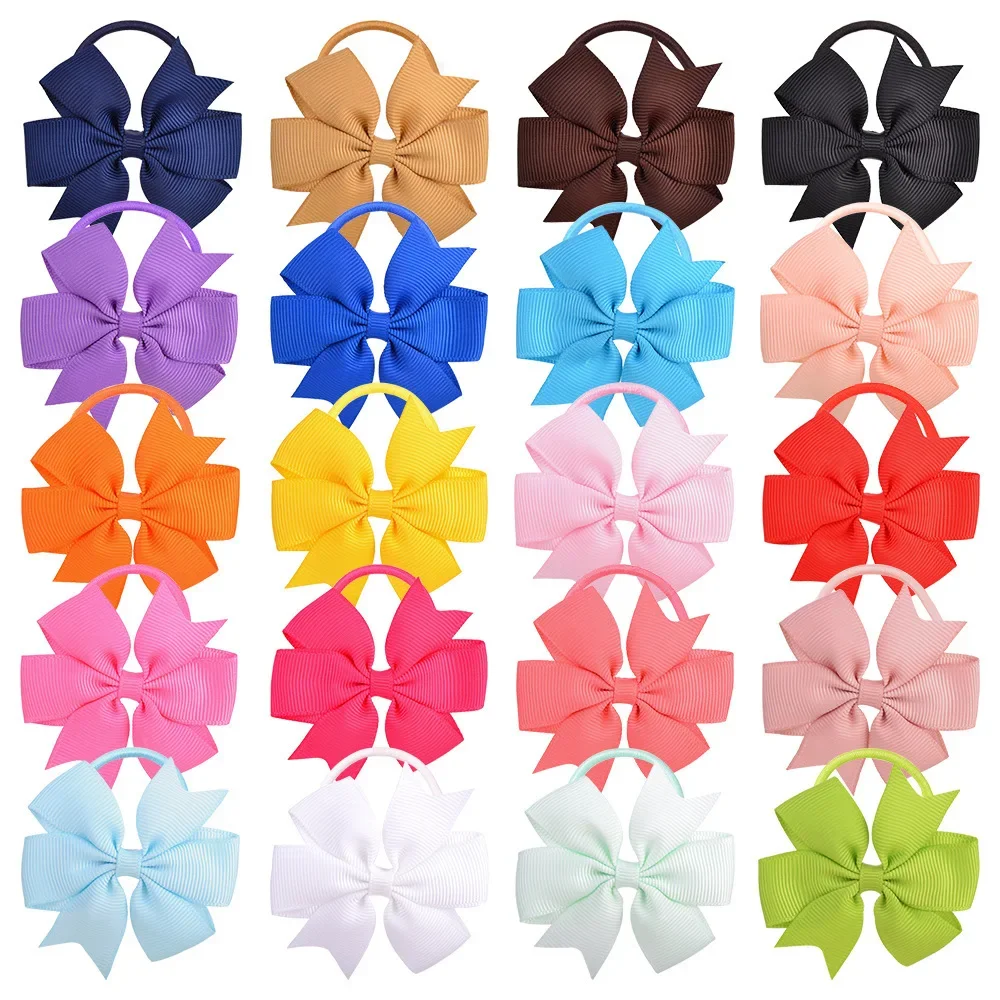 

1PC New V-shaped Swallowtail Ribbed Ribbon Bow Girls Kids Cute Elastic Hair Bands Princess Hair Accessories Children Hair Ties