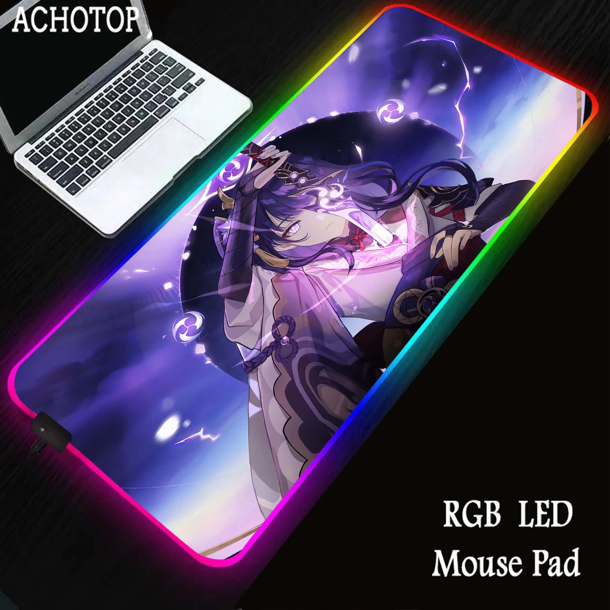 

Genshin Impact RGB Gamer Mouse Pad LED Anti-slip Mousepads Locking Edge Mouse Mat Gaming Mousepad Keyboard Pads Tapis De Souris