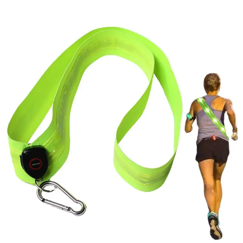 

LED Reflective Running Belt Night Reflective Sash For Walking Adjustable Lighting Unilateral Straps With 3 Lighting Modes For