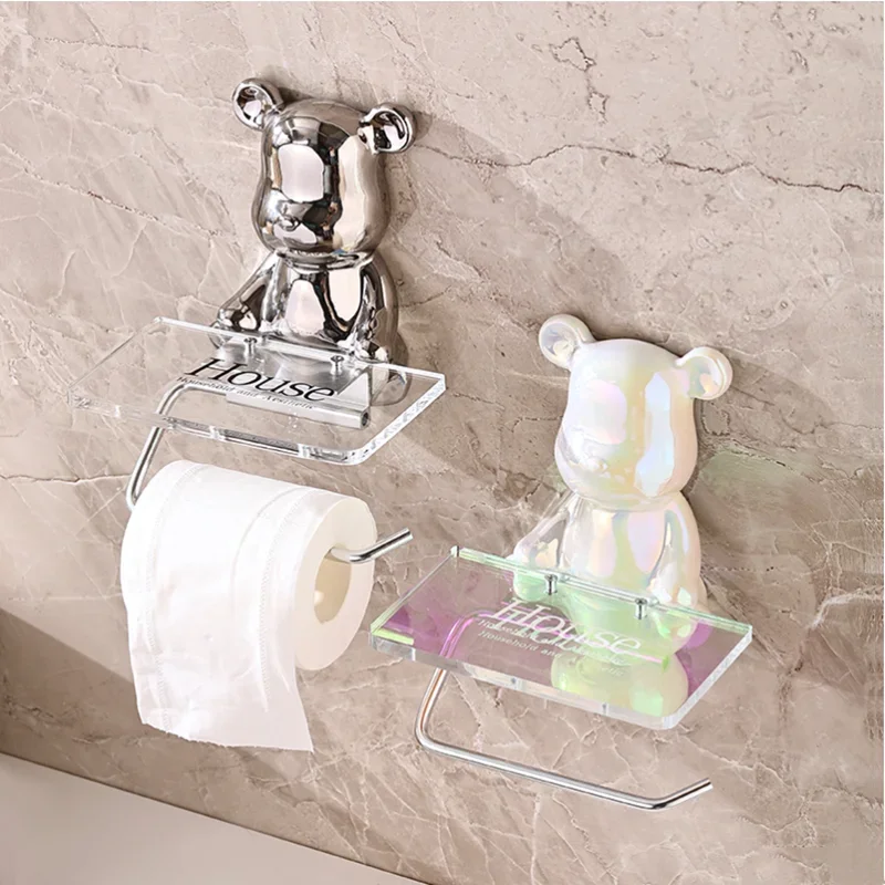Tissue Holder Bathroom Storage Rackpaper Towel Dispenser Household Towel Rack Toilet Tissue Rack Wall-mounted