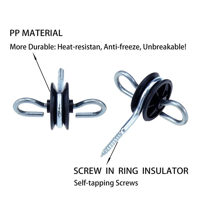 Ei-isolator met haak | Hoek isolator voor koord of permanentkabel