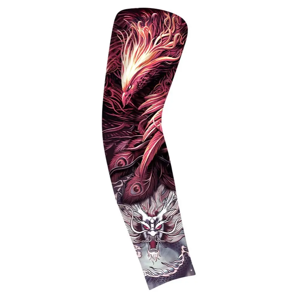 Arm Covers Flower Arm Tattoo Sleeve UV Protection Cycling Gloves Men Sunscreen Sleeve Warmers Sun Protection Cover