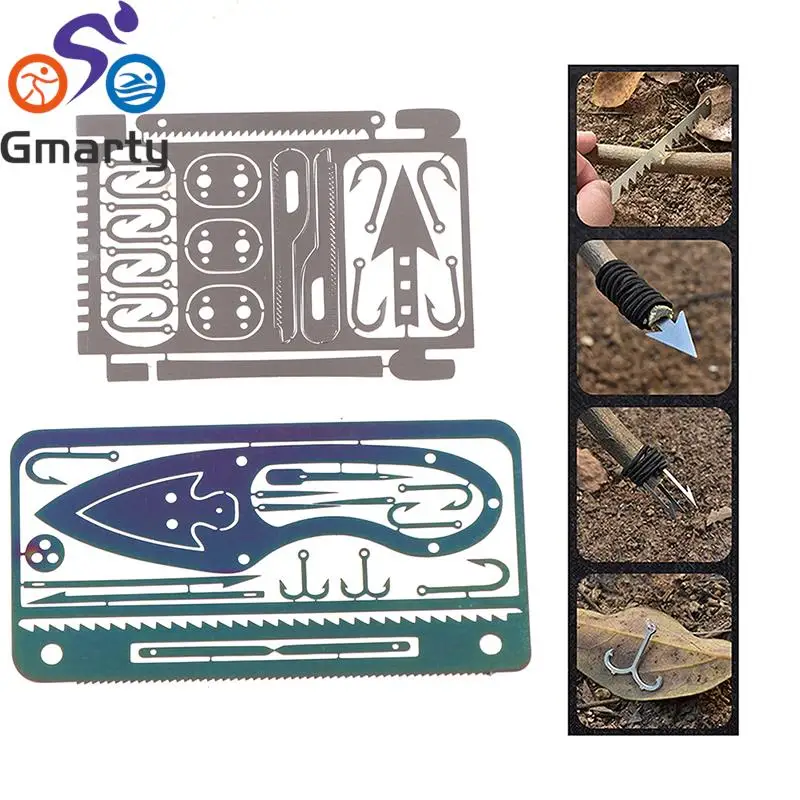 New 17 In 1 Fishing Gear Hook Card Outdoor EDC Tools Outdoor Camping Equipment Emergency Supplies Multifunctional Survival Tools