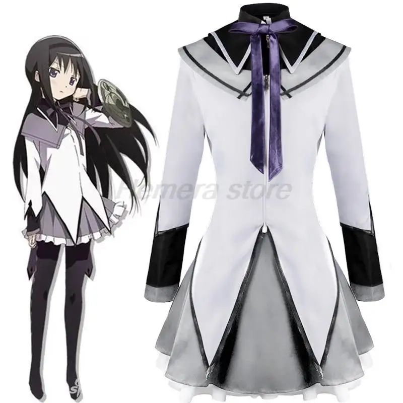 

Anime Magical Girl Puella Magi Madoka Magica Akemi Homura Kaname Madoka Cosplay Costume Mahou Shoujo Wig Battle Suit Dress Skirt