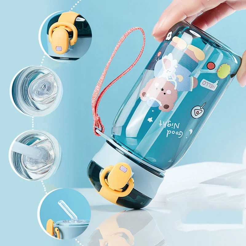 

Children's Cute With Straw Lovely Cartoon Portable Kids Drink Bear Leakproof Sippy Water Cup Bottles Outdoor Bottle