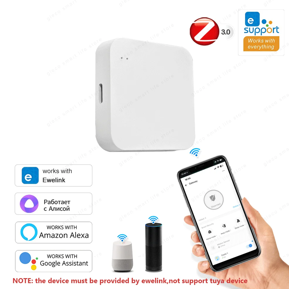 Zigbee Wireless Hub Gateway Bridge for Zigbee Devices Via Ewelink APP Alexa Google Assistant Alice zigbee gateway