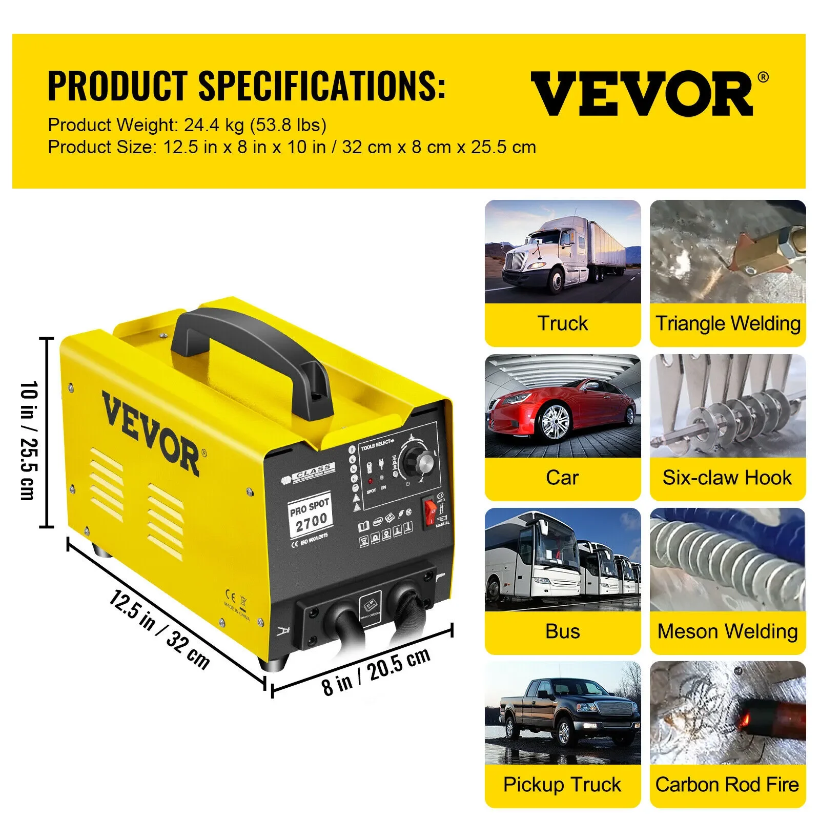 VEVOR Spot Welder 3500A Vehicle Panel Spot Welder Dent Puller Kit Car Body Bumper Repairing Tool for Sheet Metal 220V 110V