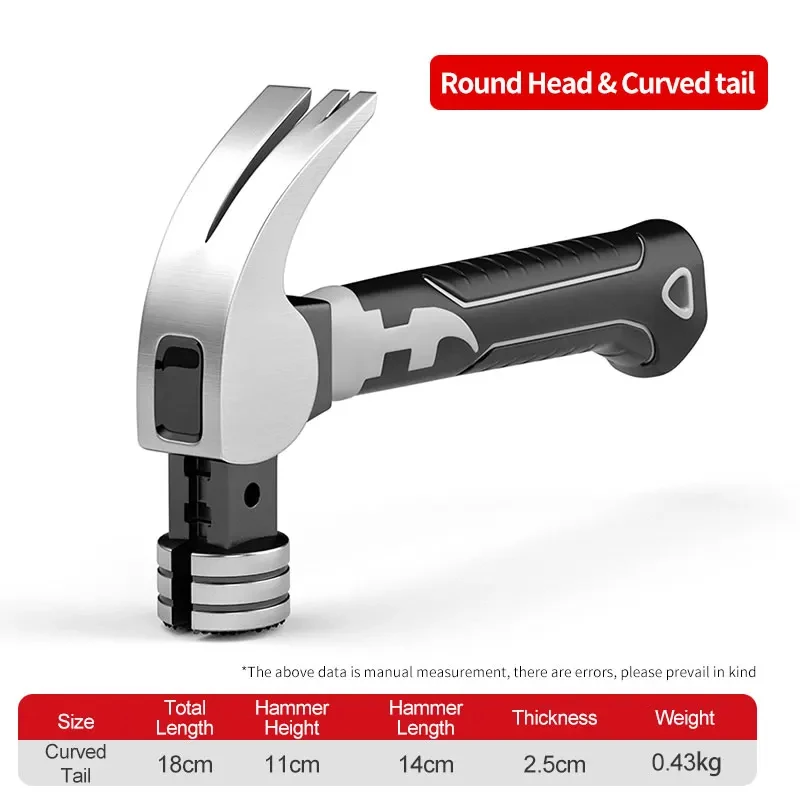 Mini Claw Hammer with Magnetic Nail Holder - Durable, Non-Slip, Shockproof, Ideal for Carpentry, DIY & More