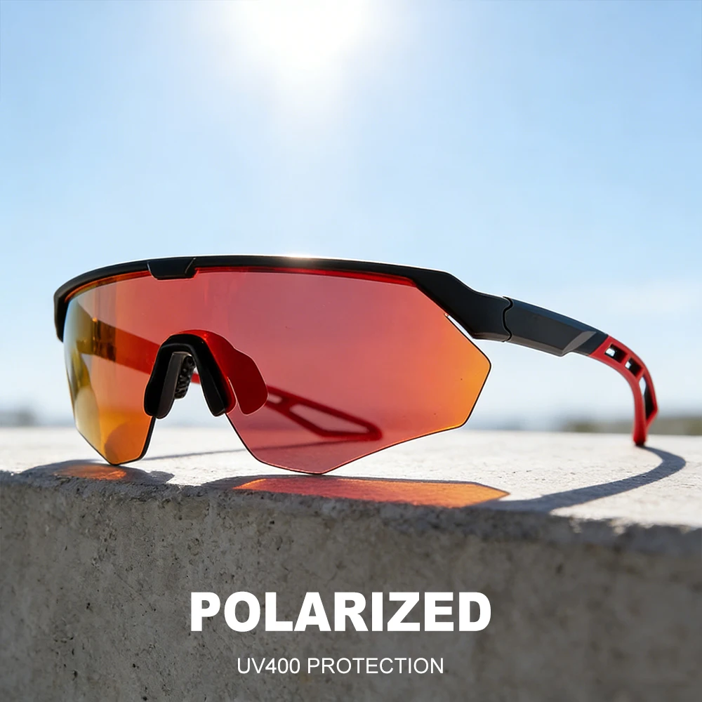 Polarisierte Sport-Radsport-Sonnenbrille mit weichem, rutschfestem Nasenpolster, TAC True Film Lens, geeignet zum Radfahren, Radfahren und Laufen – Detail 15