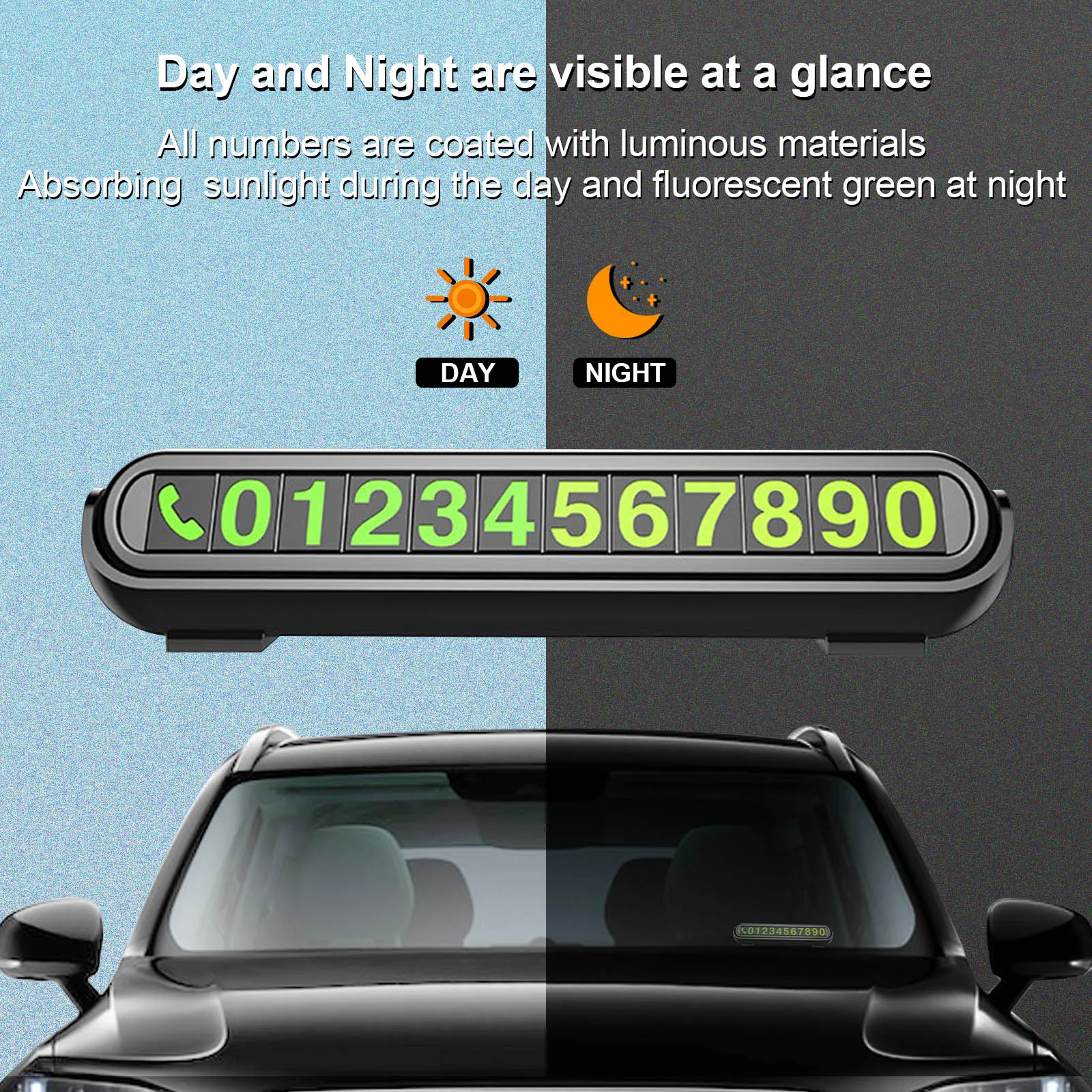 Targa Parcheggio Temporanea Con Numero Di Telefono - Adesivo Magnetato Per Cruscotto Auto, 11,6x2,7 Cm - Foto 6