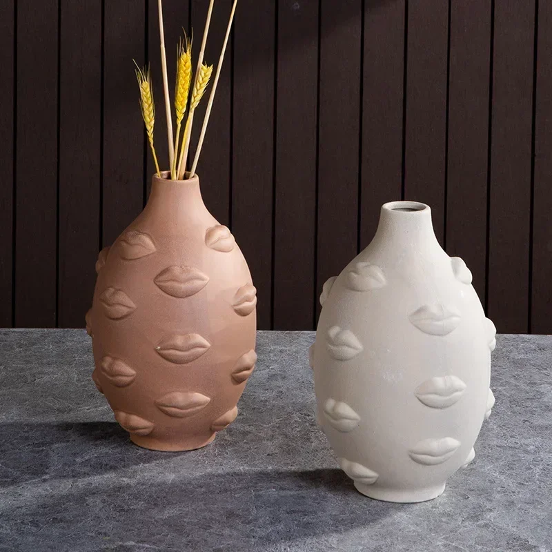 Ceramic Candlestick Art Vase Sculpture Crafts Human Face Flower Pot Handmade Garden Storage Flower Arrangement Home Decors 3