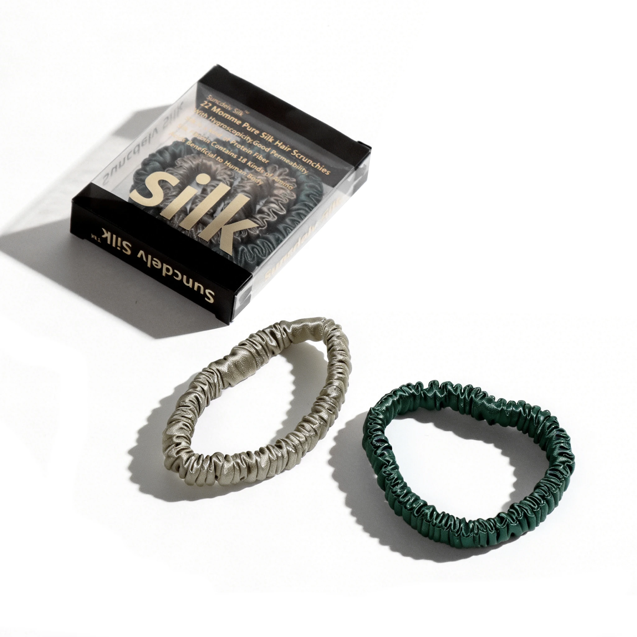 Luxurious Mulberry Silk Skinny Scrunchies Set – Anti-Crease, Gentle & Durable Hair Accessory