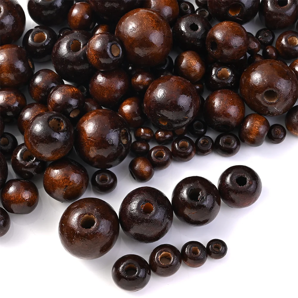 Eco-Friendly Brown Natural Wooden Beads for DIY Jewelry and Handmade Accessories