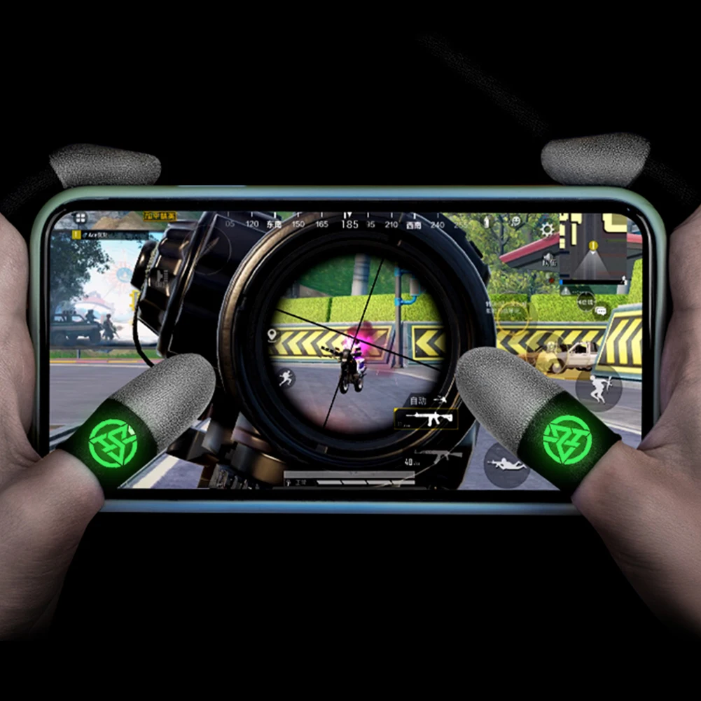 1/2 Pair Luminous Fingertips Breathable Game Finger Sleeve Finger Cots Cover Touch Screen Thumb Gloves for PUBG Mobile Gaming view 3