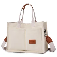New Large Capacity Canvas Tote Bags for Women Work Commuting Carrying Bag College Style Student Outfit Book Shoulder Shopper Bag 1