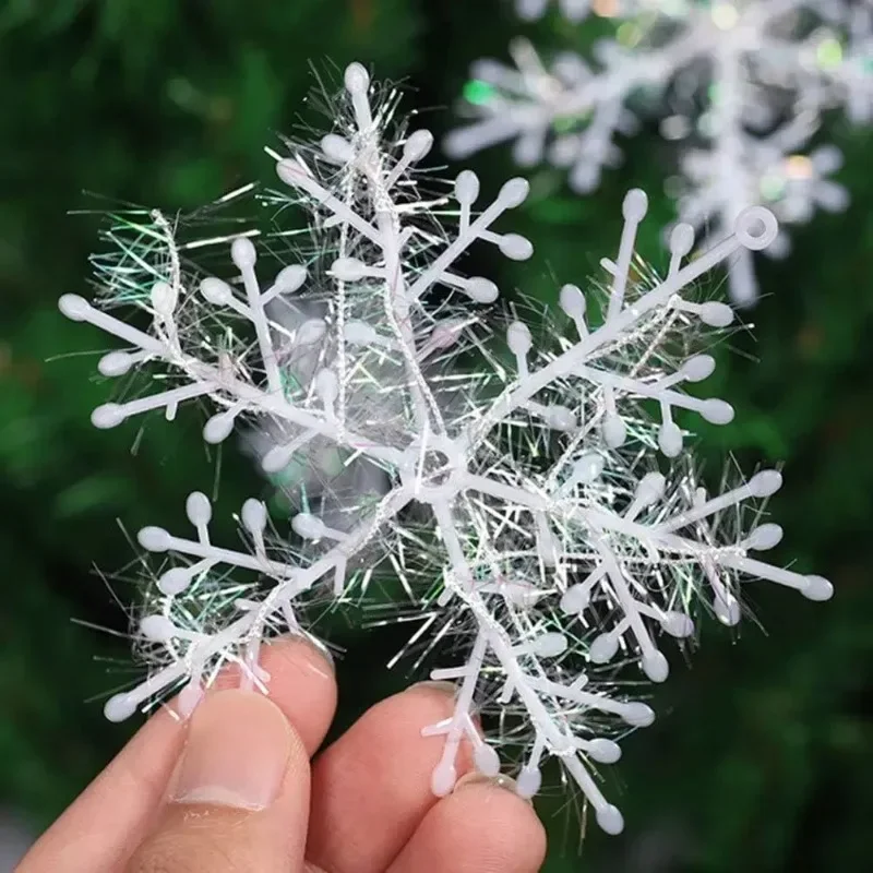 Christmas Ornaments Artificial White Snowflakes Xmas Tree Hanging Pendents DIY Fake Snow Flake