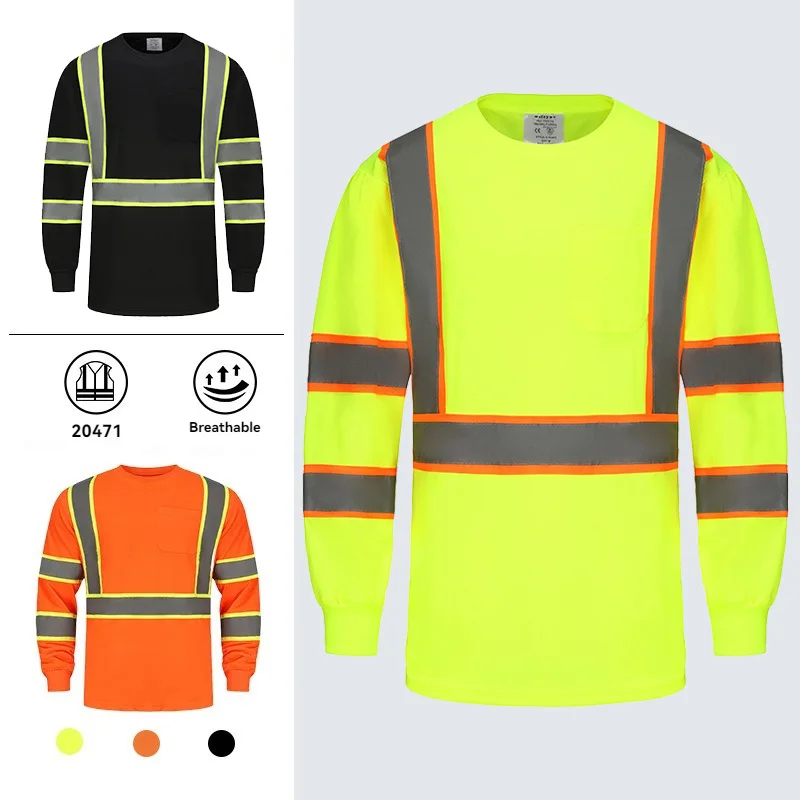 High Visibility Safety Shirts with Reflective Strips for Men Class 2 Reflective Long Sleeve Shirts 2