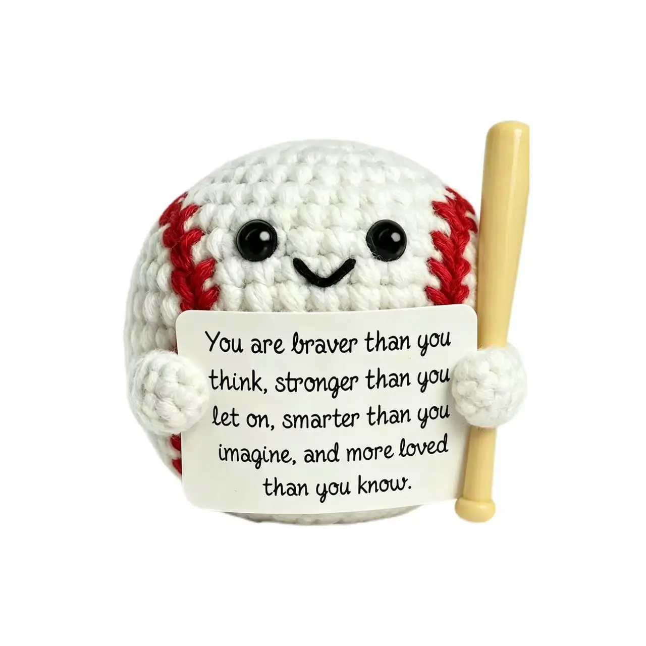 Positive Crochet Baseball Bat Doll with Card