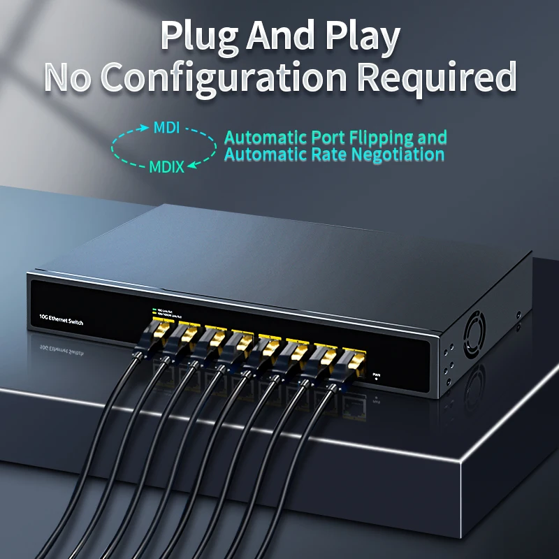 HORACO 10Gbps 8 Port Ethernet Switch 10000Mbps Network