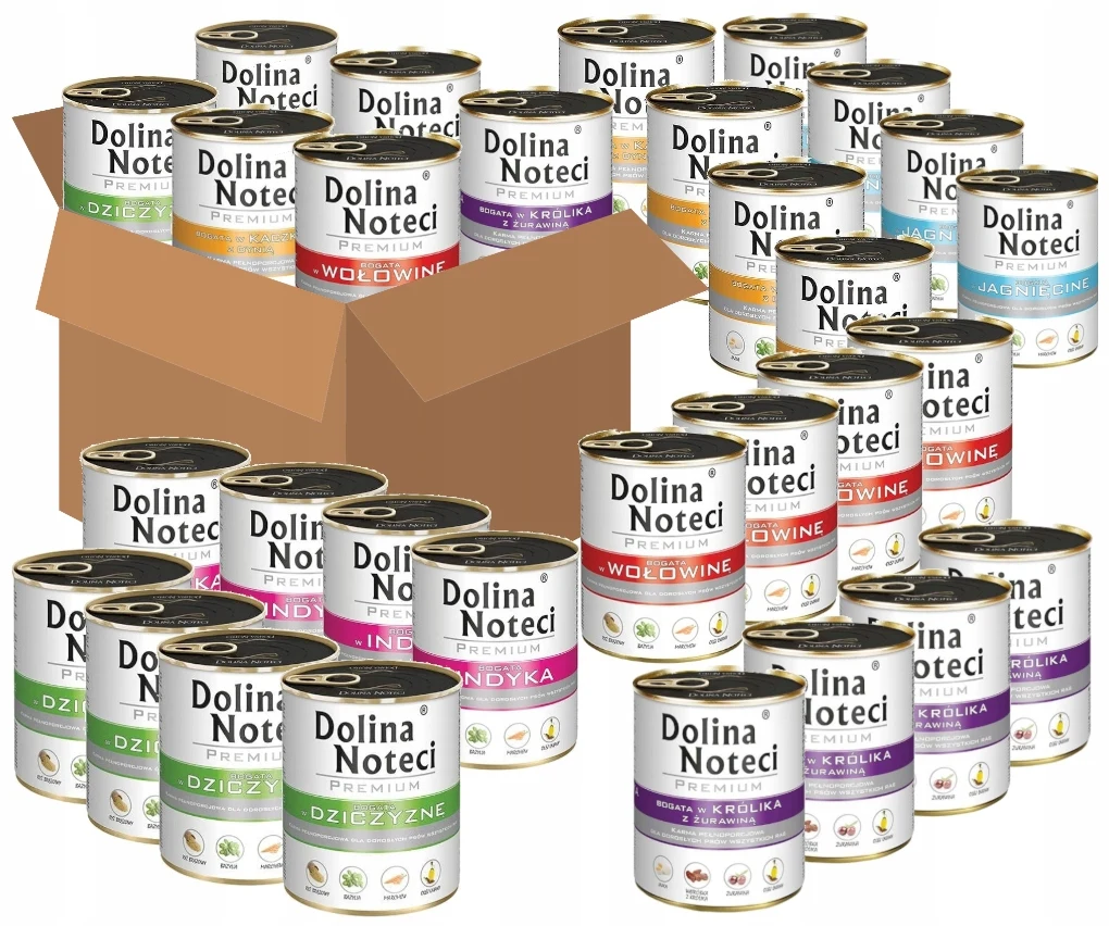 Mokra karma dla psa Dolina Noteci Premium MIX 6 smaków 30x800g z Polski za $70.24 / ~261zł