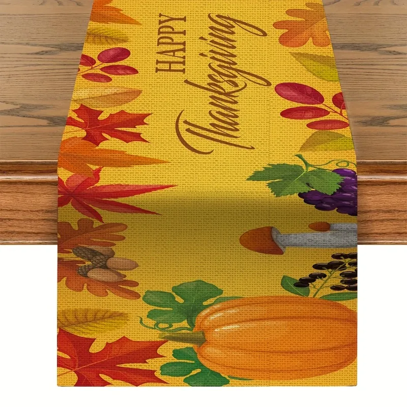 

Льняная скатерть с рисунком индейки на День Благодарения, Осенний урожай, кухонный стол, праздничное украшение, украшение для дома, подарок