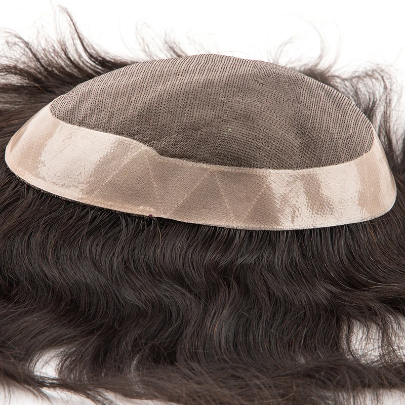 QHP Wigs Human Hair Toupee For Men Fine Mono NPU Men's Capillary Prosthesis Durable Male Indian Hair Replacement System Natural human hair toupee