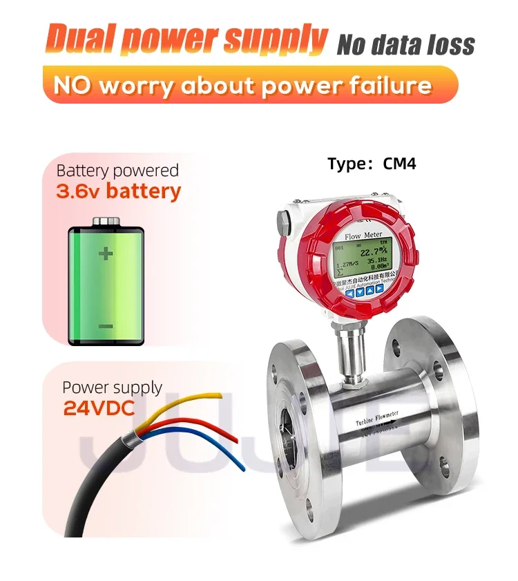 DN40/50 3'' SS304 Oil Flow Meter Fuel Diesel Liquid Turbine Flowmeter with LCD D