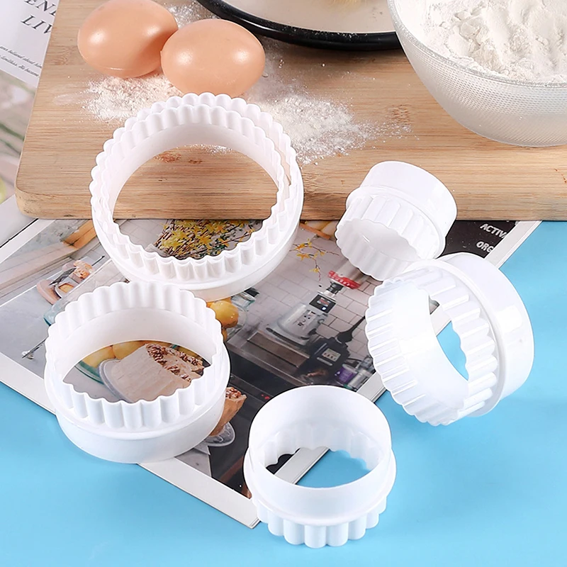Cookie Cutters 6Pcs/Set White Wave Round Double-sided For Kitchen Baking Pastry Candy Chocolate