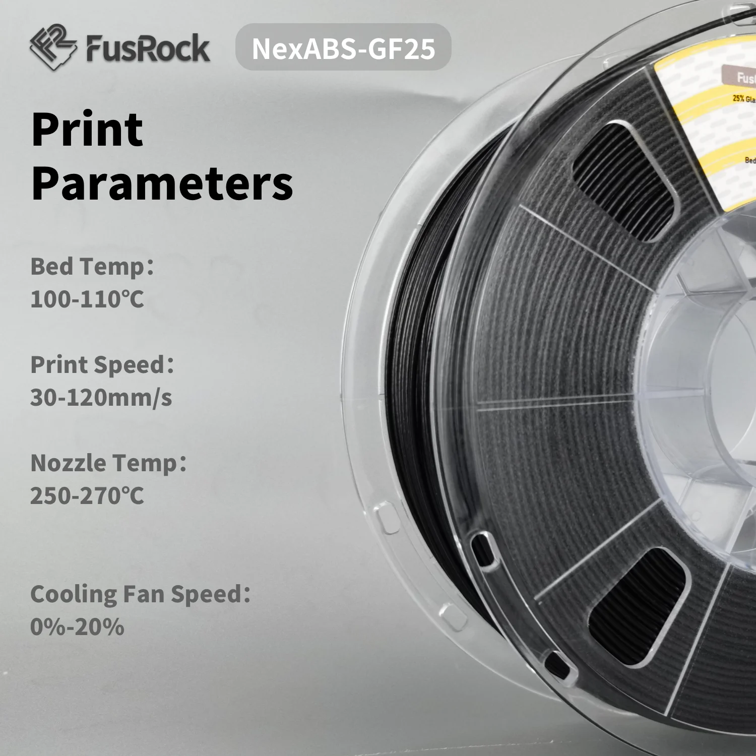Фото Нить FUSROCK из стекловолокна АБС 1,75 мм, ABS-GF25 нить для 3D-принтера подходит для большинства 3D-принтеров FDM, матовая текстура, высокая №4