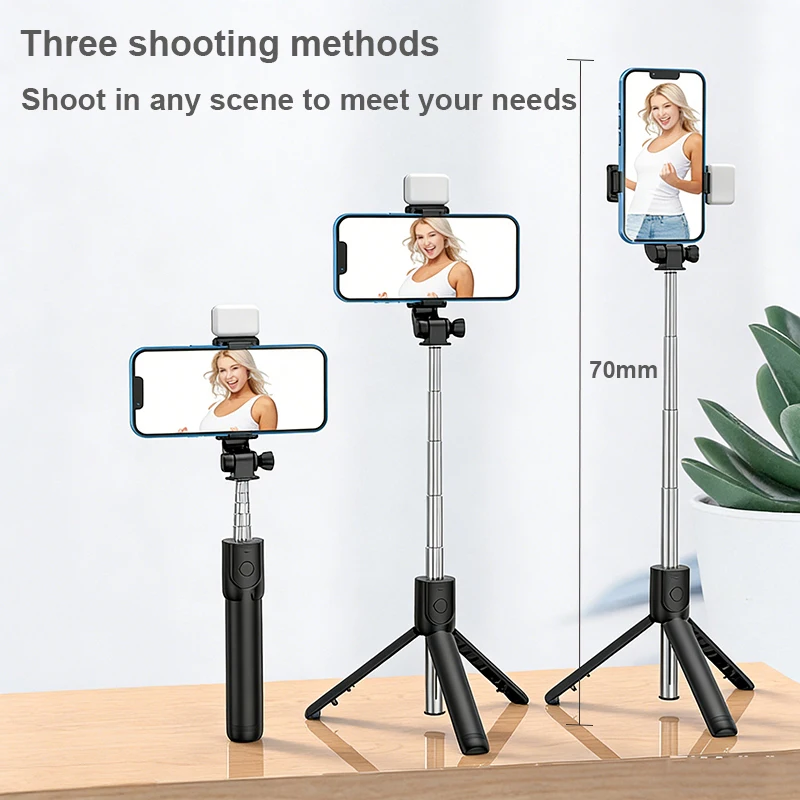 Portable Bluetooth Selfie Stick Extendable Phone Tripod Holder Wireless Remote Shutter Retractable Mobile Stand_voghion.com
