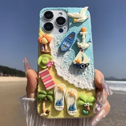 Handmade Mermaid Seaside Vacation Phone Case - Soft TPU Dustproof Cover - iPhone 17 (Seaside)