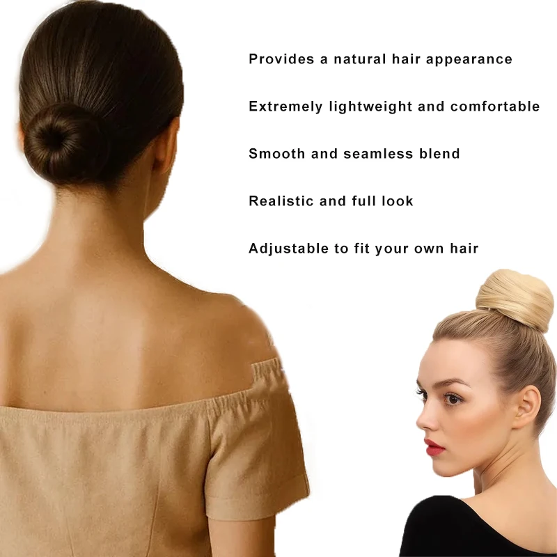 볼륨감 있는 헤어 번 익스텐션, 클립형 드로스트링 시뇽 헤어피스, 간편하게 업두드릴 수 있는 얇은 헤어용 가짜 번