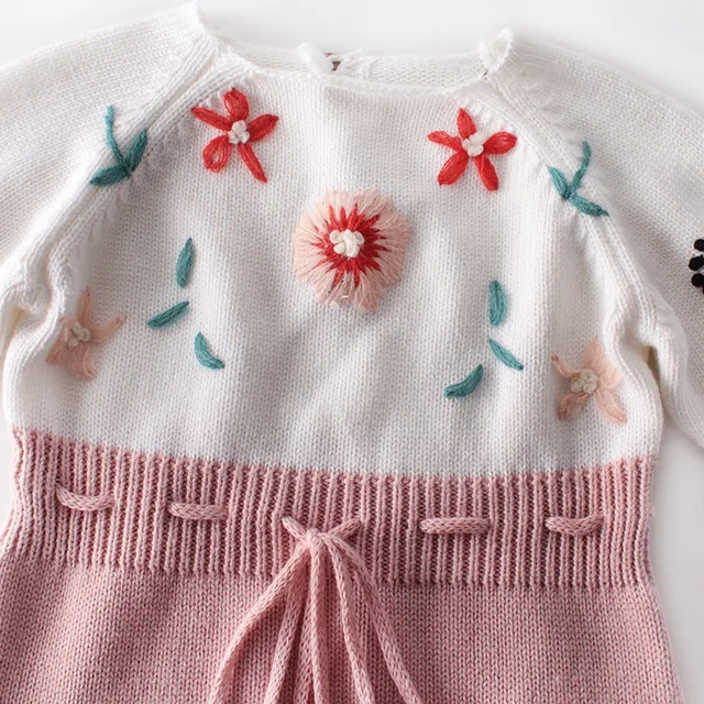 2022 clothes for babies hand-embroidered sweater knitting wool conjoined clothing bag