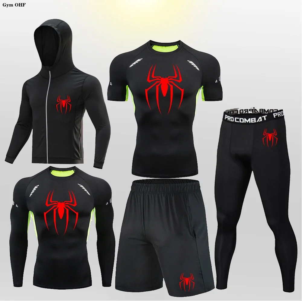 MMA Gym Fitness Slow Running Fast Drying Men's Sports Clothes Cycling Running Compression Sports Pants Men's Running Sports Set