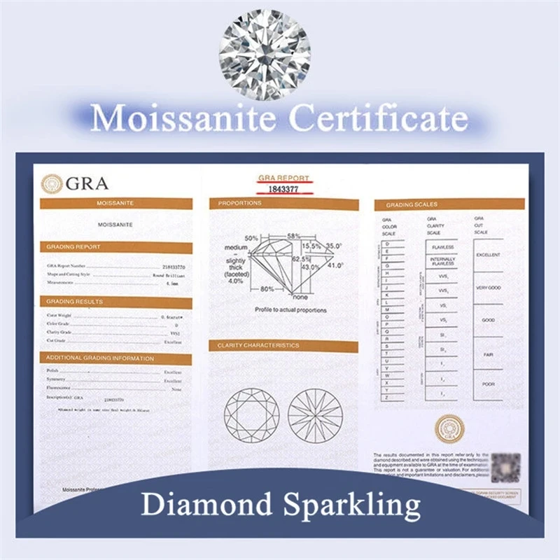 Luxury Real PT950 Platinum Rings For Women Super Sparkling Round VVS 1 Carat Moissnaite Diamond Rings Wedding Jewelry Gift