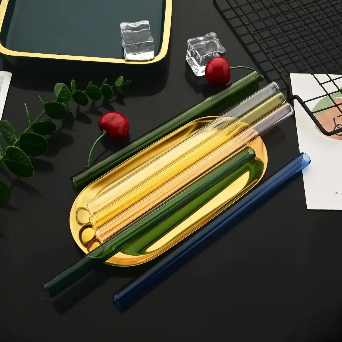 Durable Reusable Glass Drinking Straws for Beverages and Cocktails