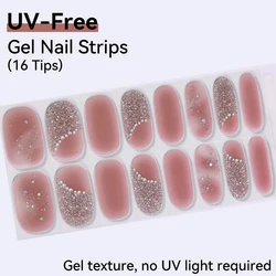 Radiant Shimmer Collection: Sparkling Gel - Texture Nail Strips with High - Shine Glitter & Gold Foil (Mauve and Silver)