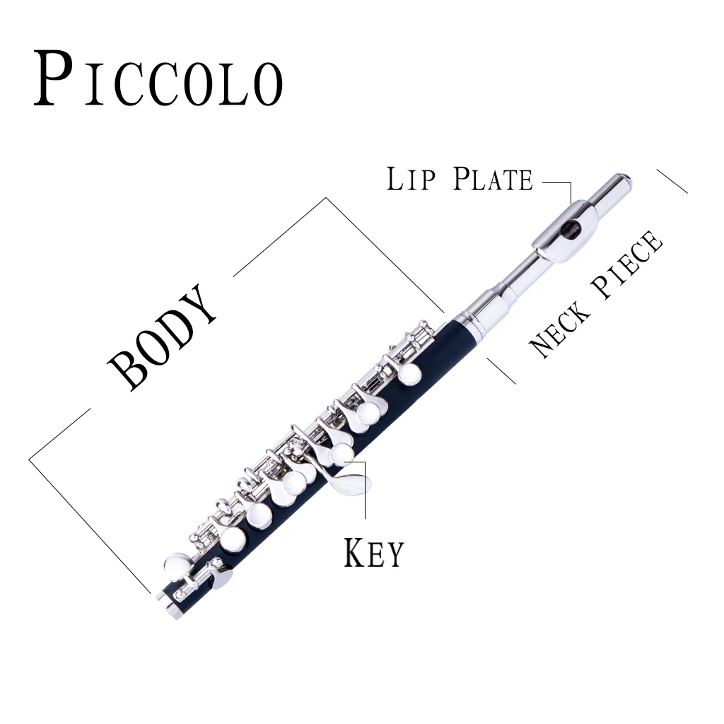 NAOMI Professional Nickel Plated Piccolo Excellent Ebonite Rubber Wood Piccolo Key of C Set