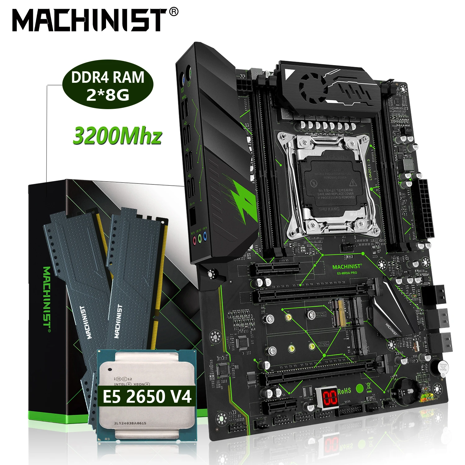MACHINISTA MR9A PRO Placa mãe X99 Set Kit Xeon E5 2650 V4 16GB(2*8G